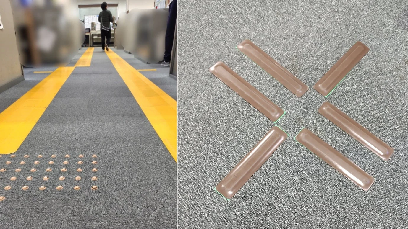 廊下に設置された誘導マット