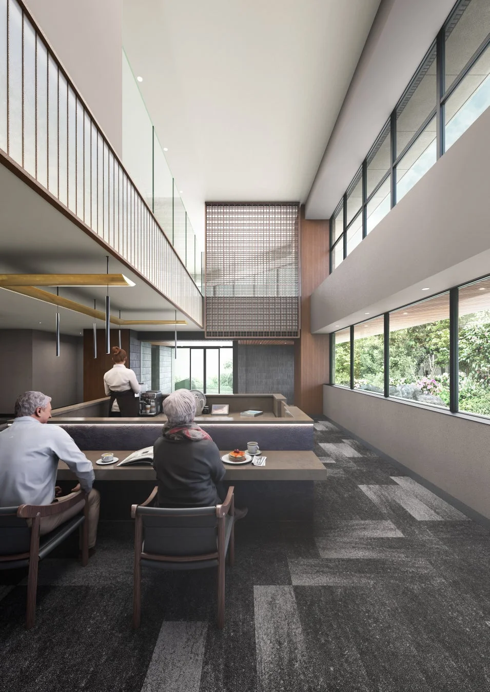 モダンで開放的なカフェラウンジ