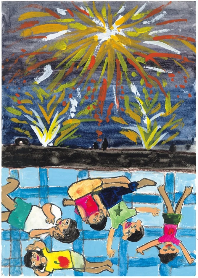 「いとことねころんで見たかしわざきの大花火」