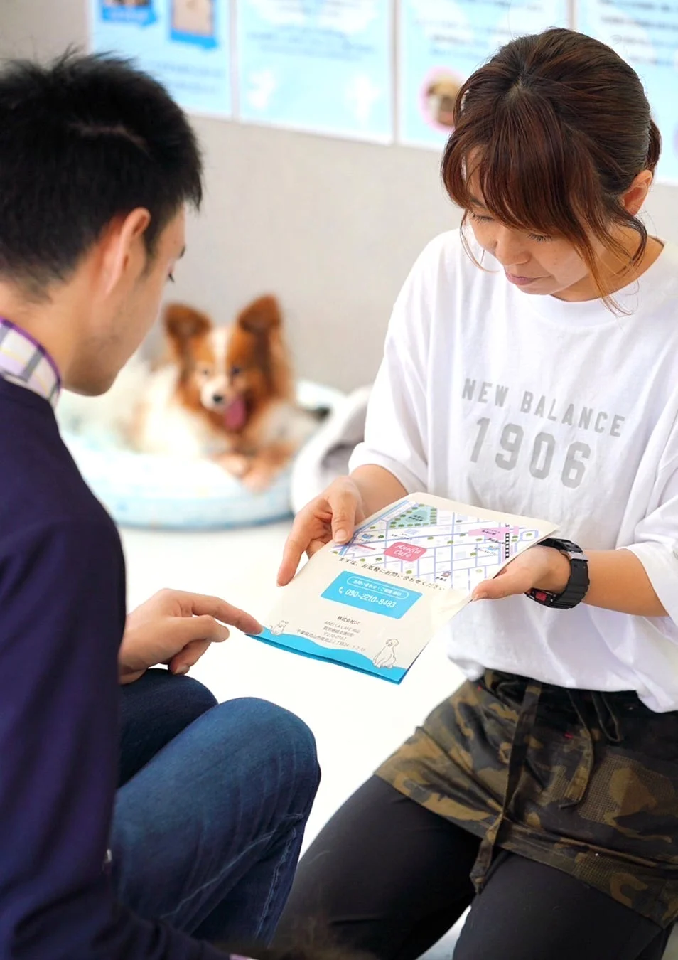 ペットと触れ合う人々の様子