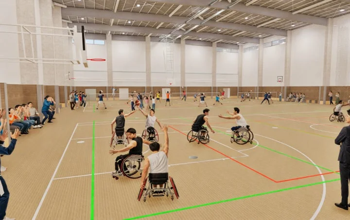 車いすバスケットボールなどが行われる体育館の様子