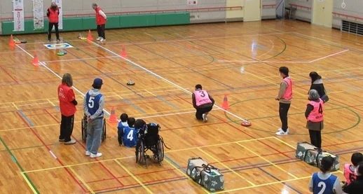 カローリングのようなレクリエーションを楽しむ人々