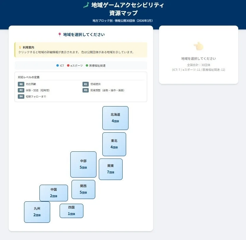 地域ゲームアクセシビリティ 資源マップ