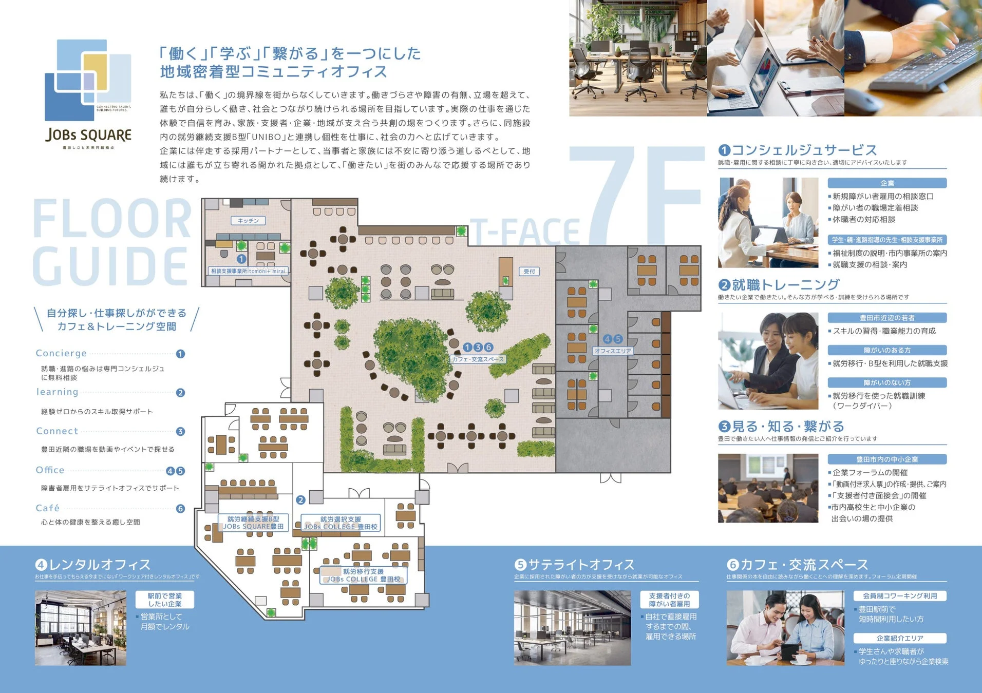 JOBs SQUAREのフロアガイドとコンセプト