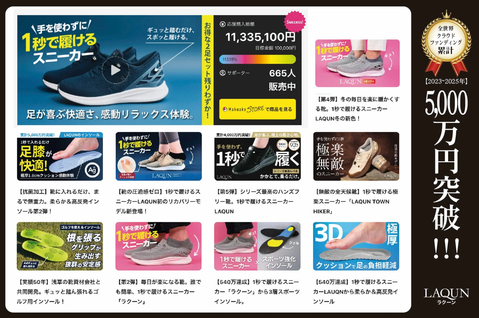 LAQUNのクラウドファンディング実績