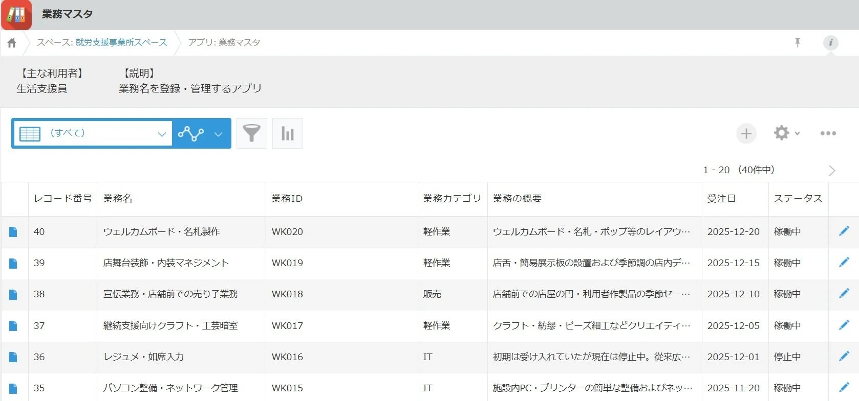 業務マスタアプリ