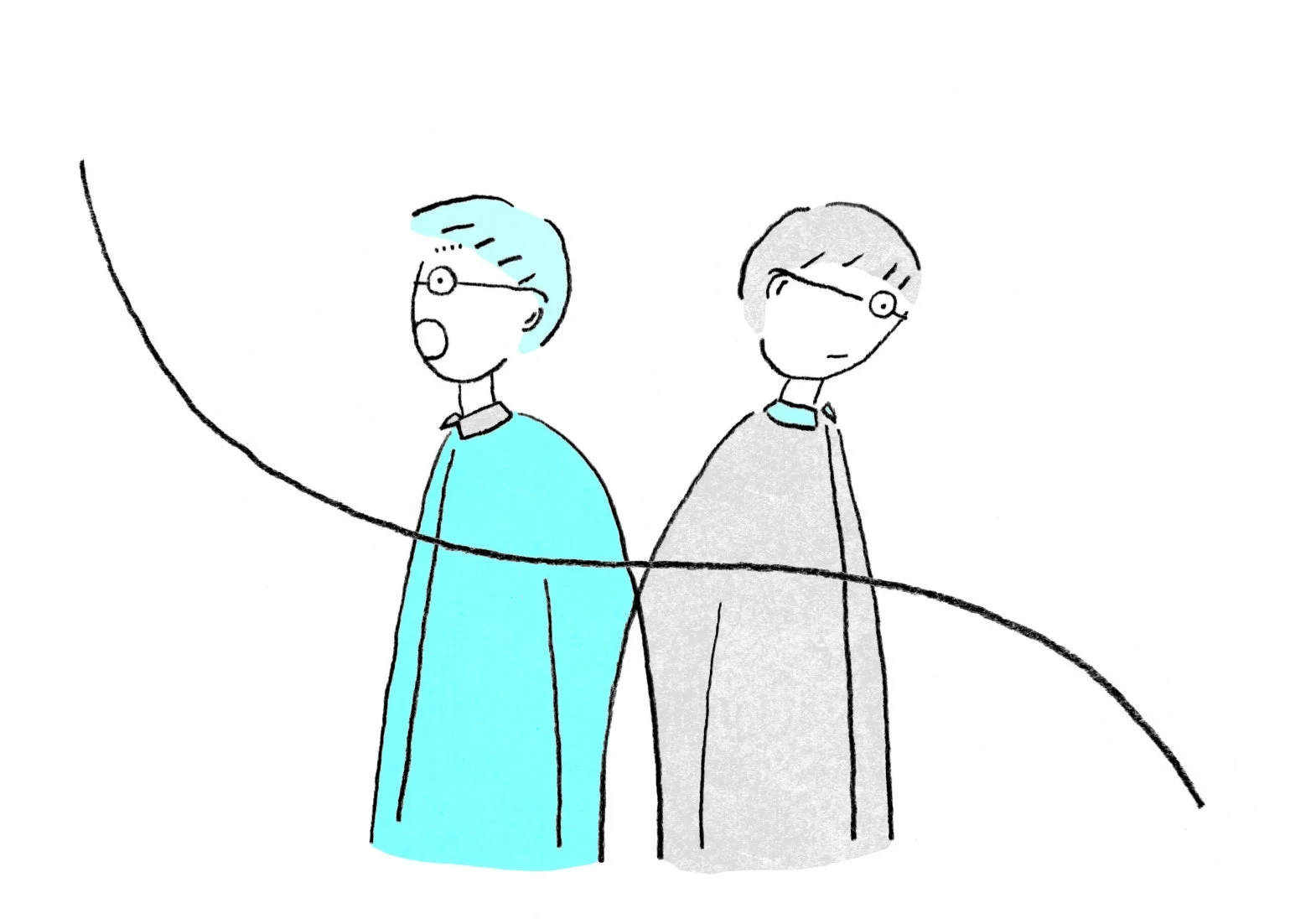 異なる視点を持つ二人の人物のイラスト