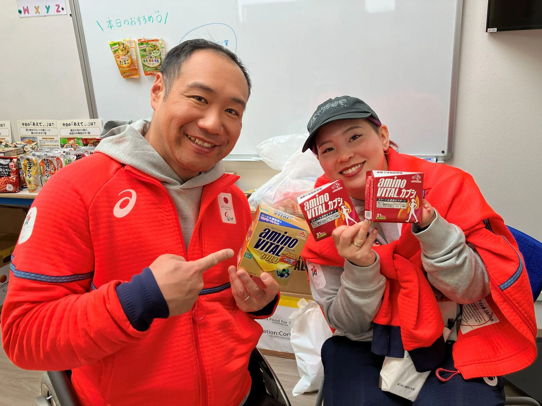 アミノバイタル製品を持つパラリンピック選手