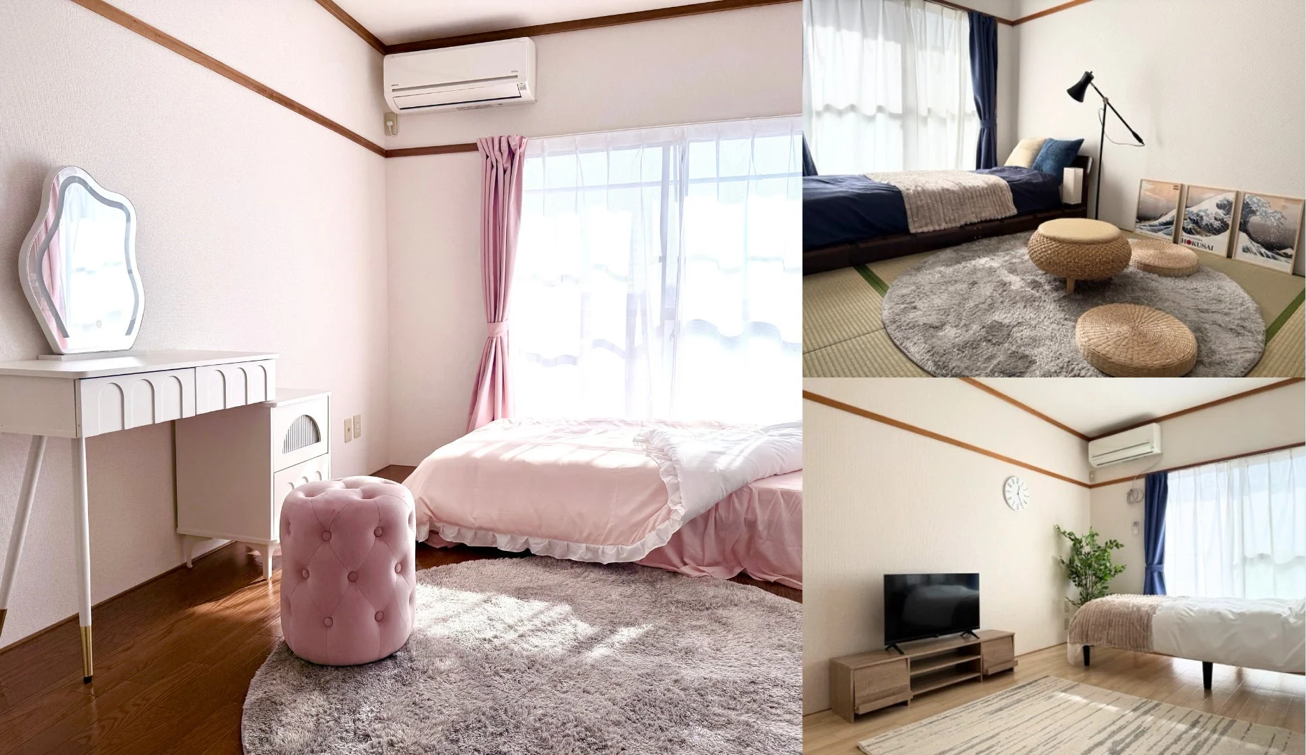 複数の部屋のインテリアデザインをコラージュ