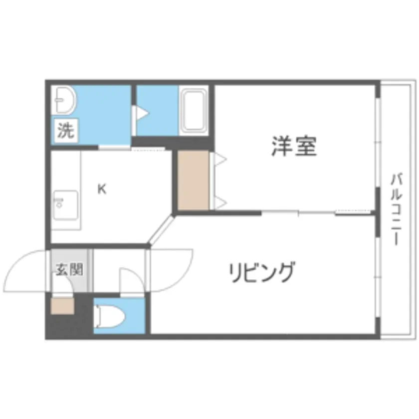 1LDKタイプの間取り図