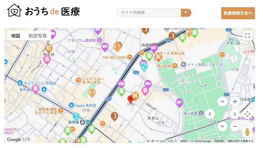 おうちde医療 地図検索画面