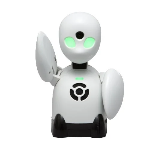 白いボディに緑色の目が光る人型ロボット