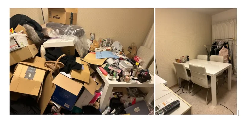 散らかったダイニングが片付いた様子
