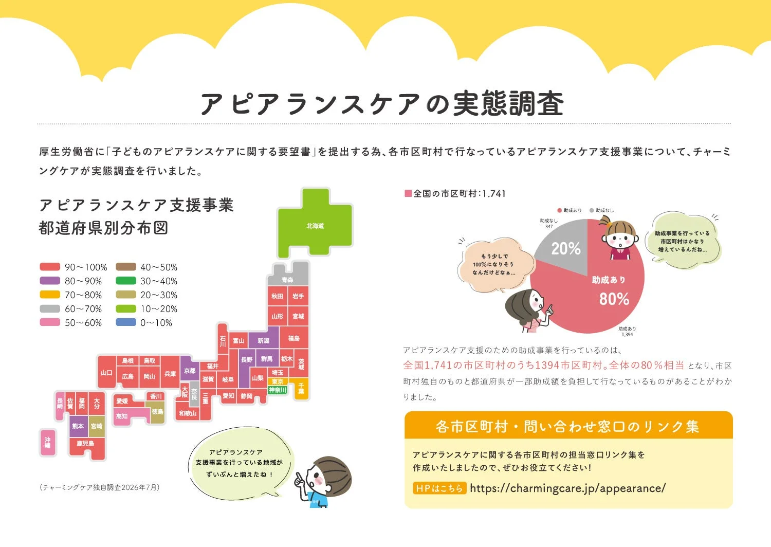 アピアランスケア支援事業 都道府県別分布図