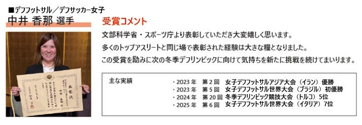 デフフットサル/デフサッカー女子 中井香那選手