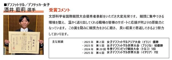 デフフットサル/デフサッカー女子 酒井藍莉選手