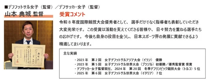 デフフットサル女子(監督)/デフサッカー女子(監督)山本典城監督