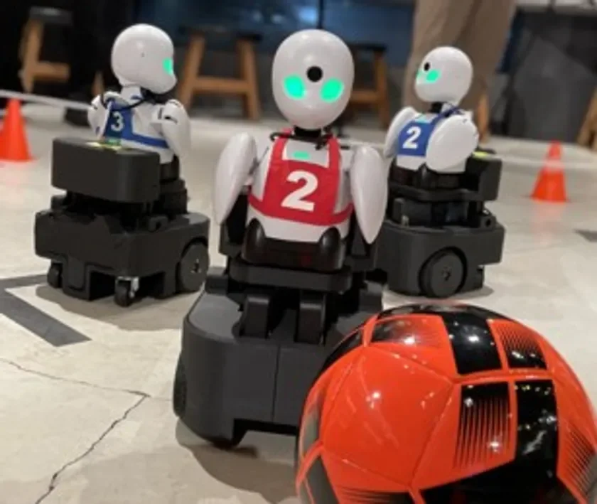 ロボット,サッカー,ロボットサッカー,競技,イベント,AI,テクノロジー,ボール,コーン,屋内