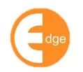 オレンジ色の円形の中に、白い文字で「Edge」と書かれたロゴマークです。大文字の「E」が大きくデザインされており、視認性の高いシンプルなアイコンとなっています。