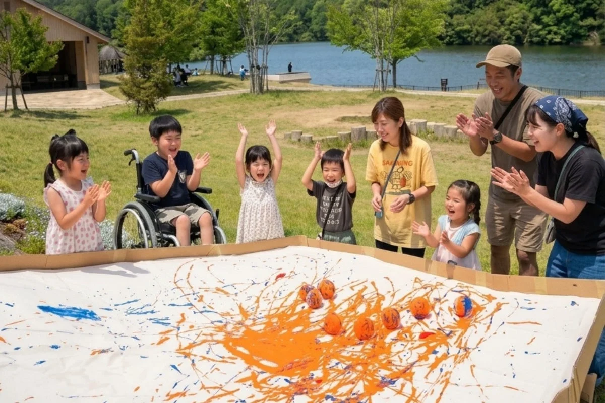 ころころアートを楽しむ人々