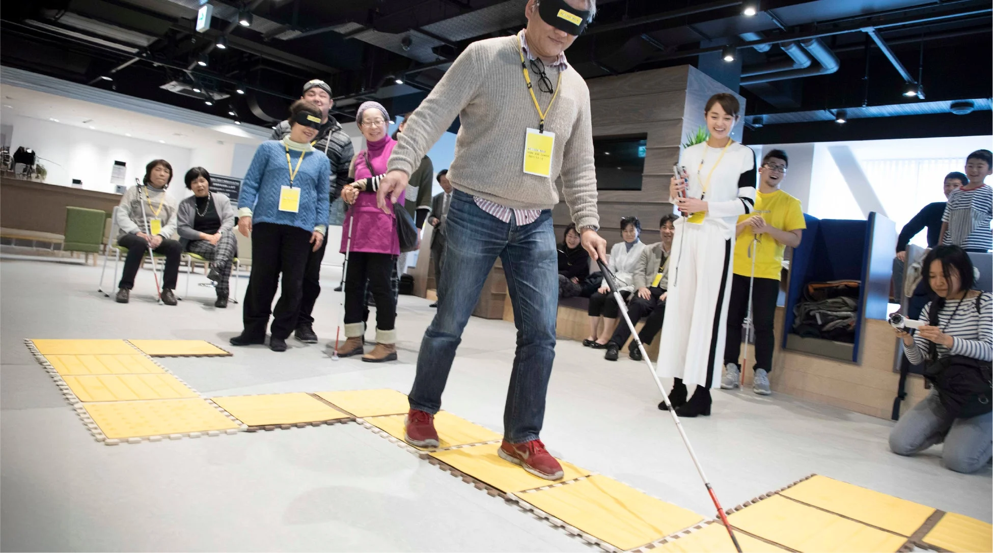 点字ブロックリレー